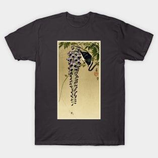 Flycatcher at wisteria, by Ohara Koson T-Shirt